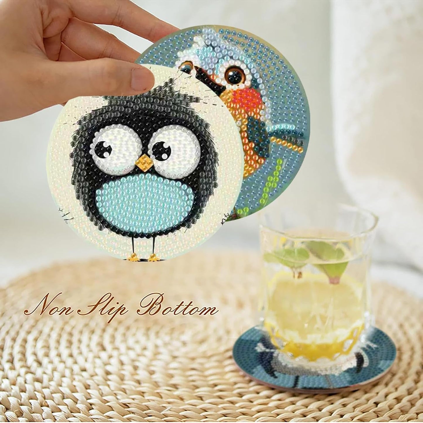 Holder / Funny Bird Pattern Wooden Diamond Painting / Jxbd73-us / Set of 8