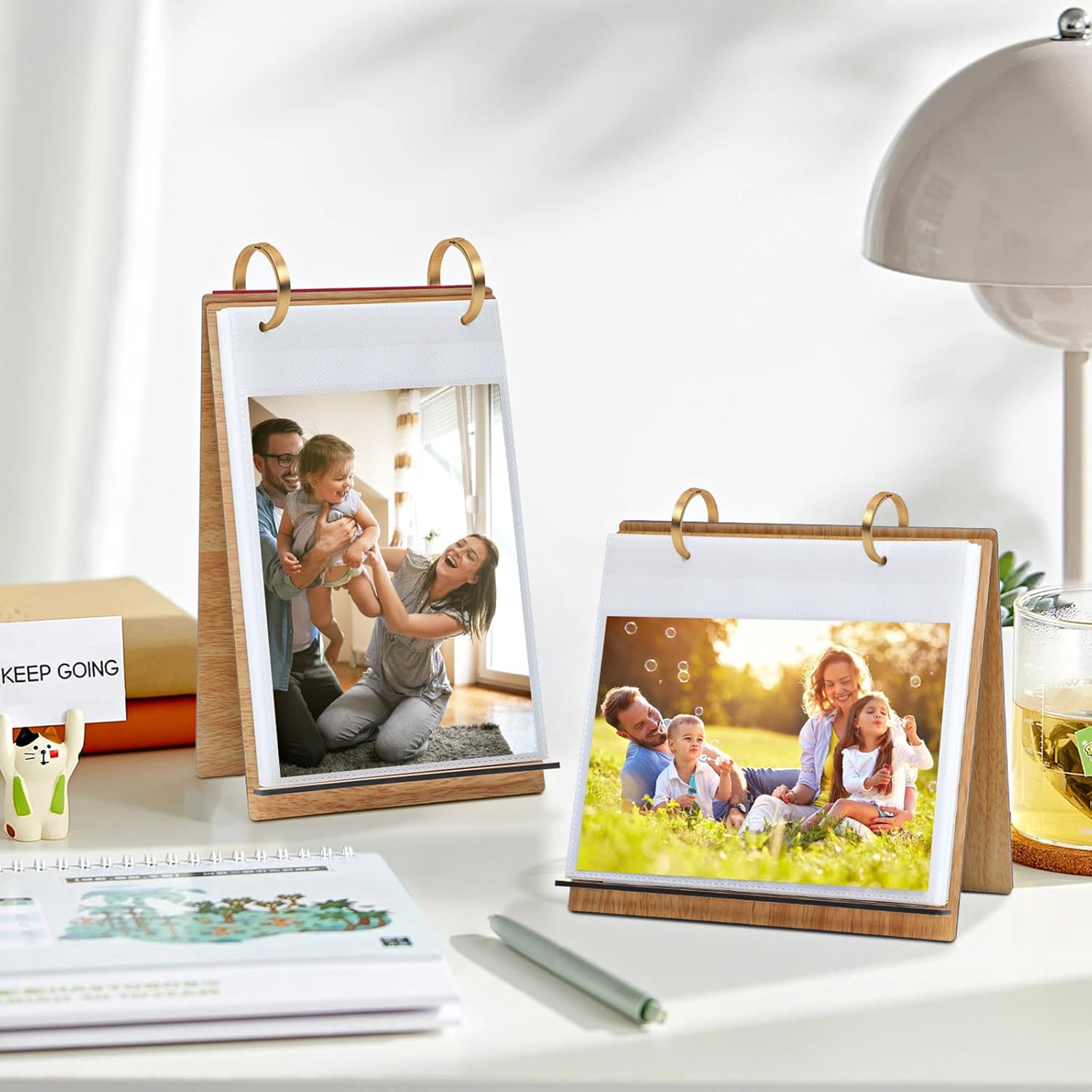 Photo Frames Wooden Flip Photo Album Pictures on Stand Vertical Display for Tabletop / 5 x 7