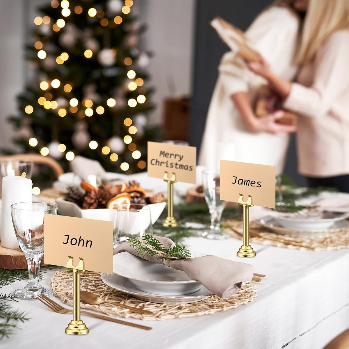 24 Pcs Gold Metal Table Number Holders 3.15 Inch Wedding Place Card Holders Bulk Harp Clip Table Sign Stands Card