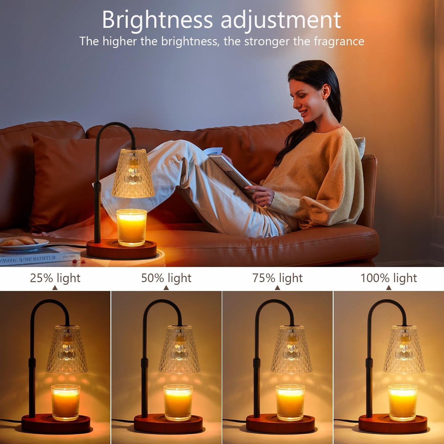 Candle Warmer Lamp with Timer: Electric Candles Warmers Adjustable Height Dimmable - Large Wax Candle Warmers Lamps
