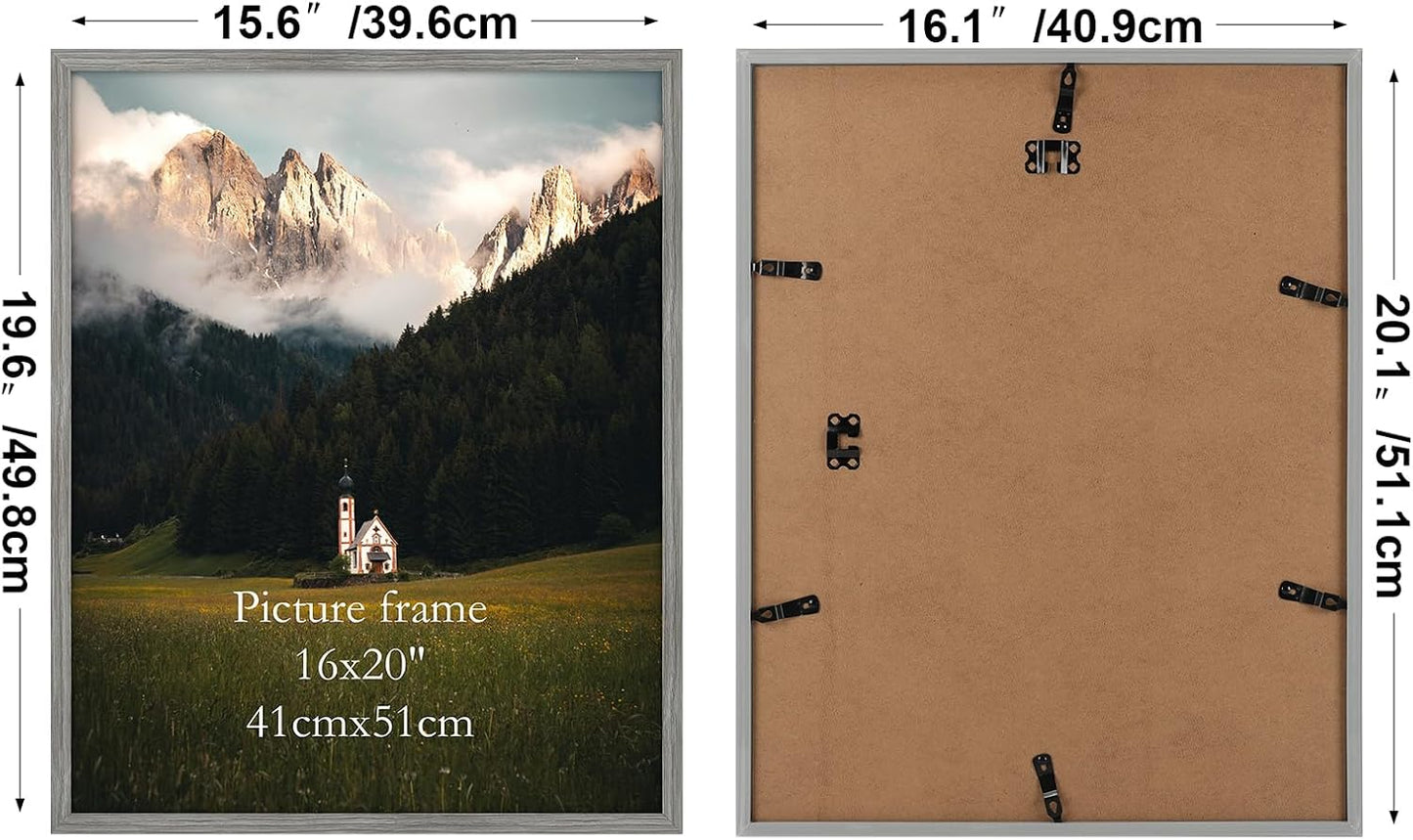 Giftgarden 16x20 Picture Frame Gray Woodgrain, 16 by 20 Thin Poster Photo Frame for Wall Display, Single