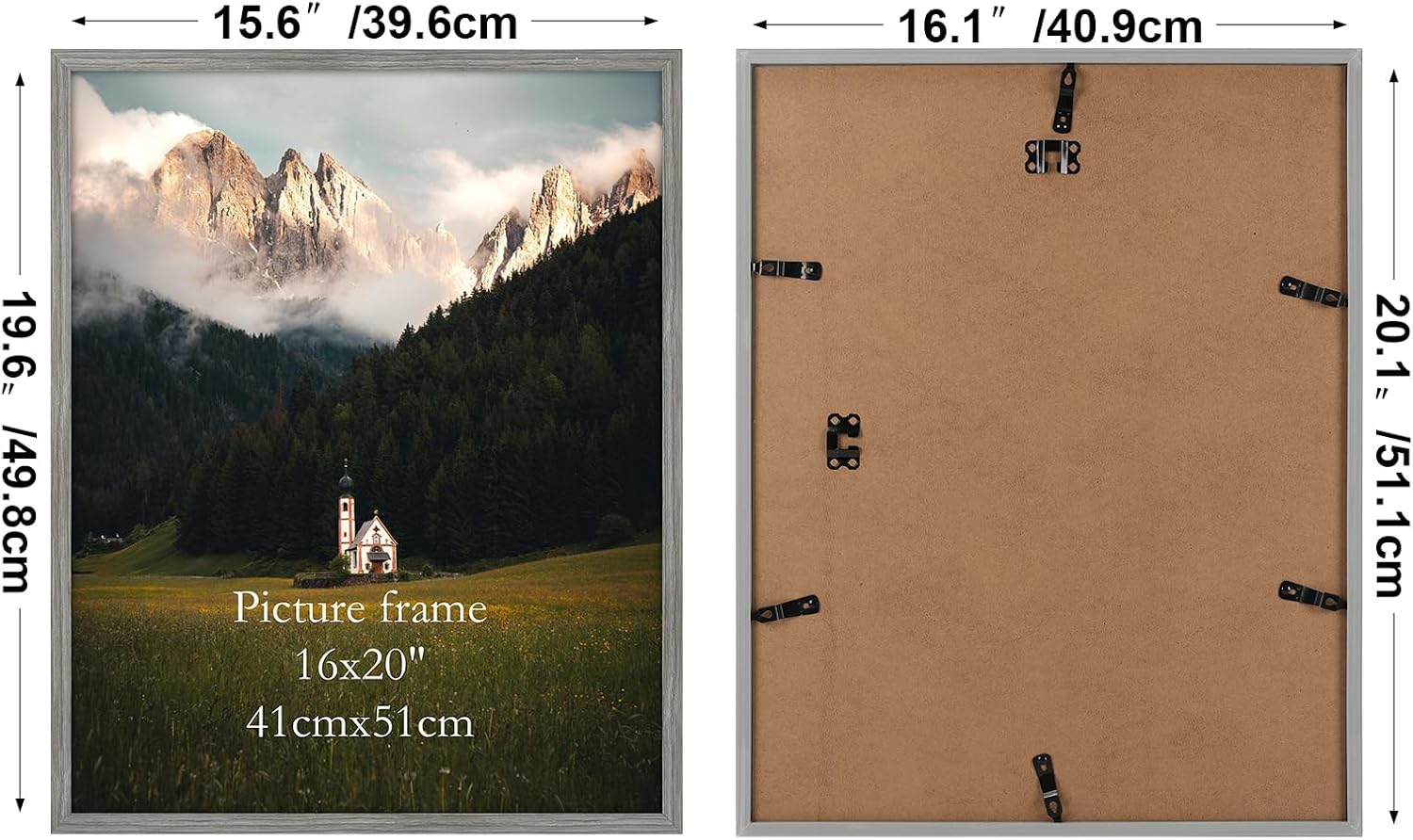 Giftgarden 16x20 Picture Frame Gray Woodgrain, 16 by 20 Thin Poster Photo Frame for Wall Display, Single