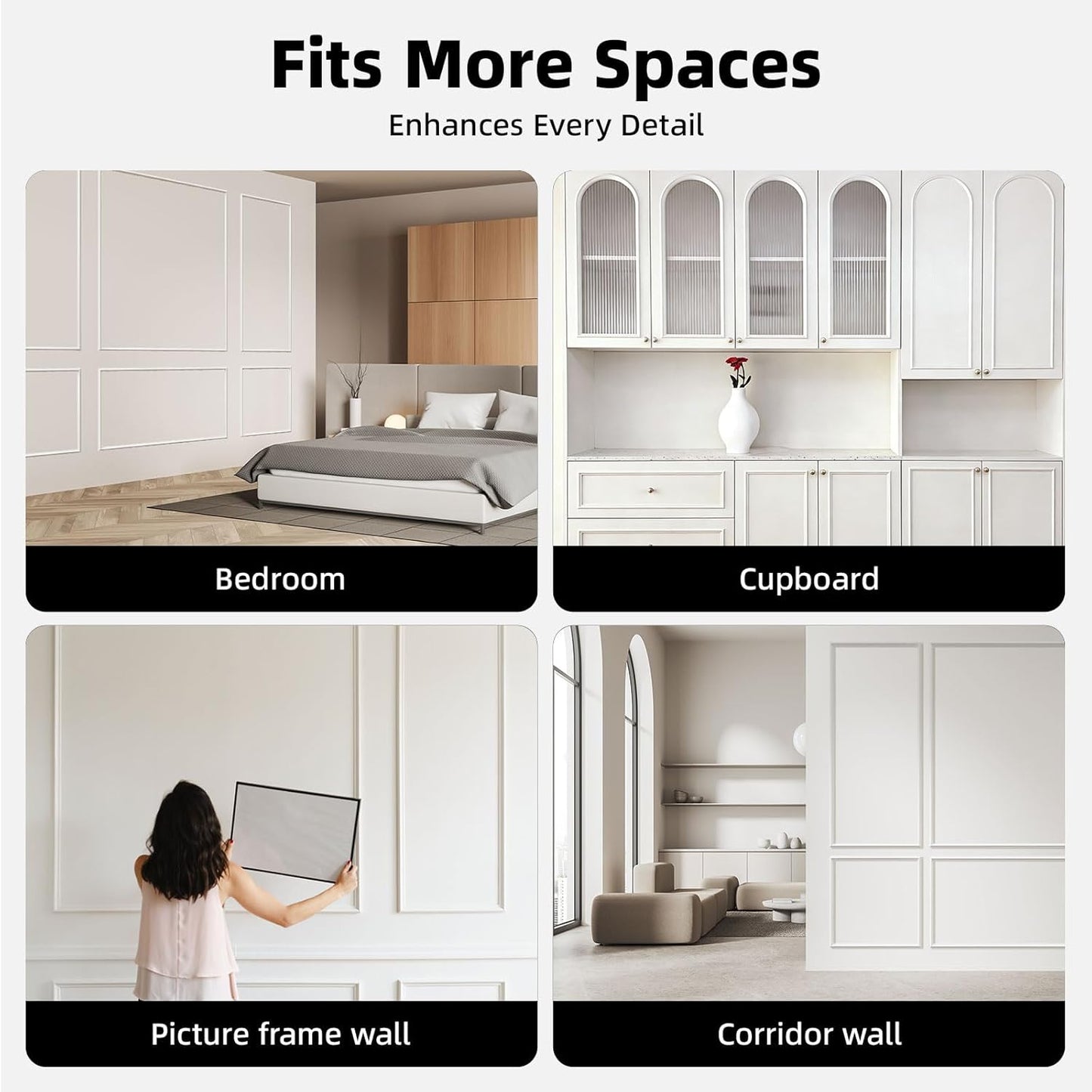 Peel and Stick Wall Molding Trim Flexible Self Adhesive Crown Molding / 20FT / White / 20 Inch