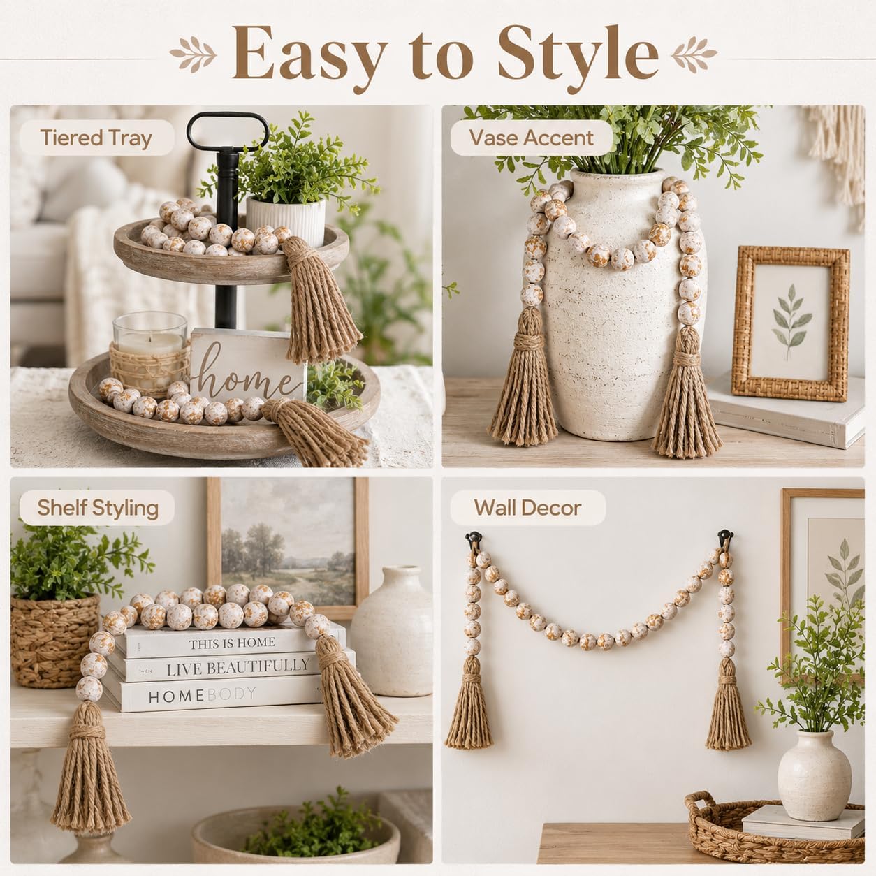 Wooden Beads Garland / Rustic