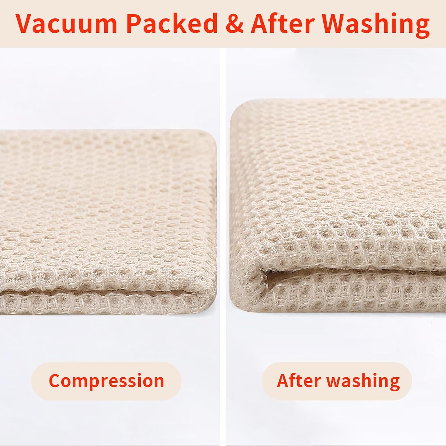 Homaxy 100% Cotton Waffle Weave Kitchen Dish Cloths 24-Pack, Beige | 12 x 12 Inches, Ultra Soft Absorbent Dish Towels