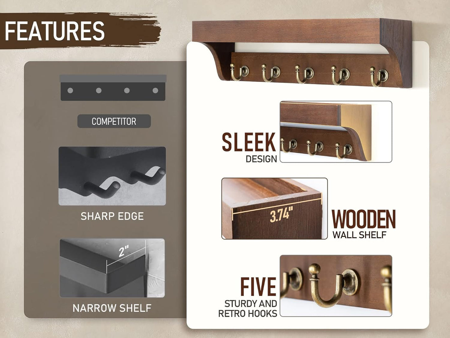 Farmhouse Key Holder / Brown