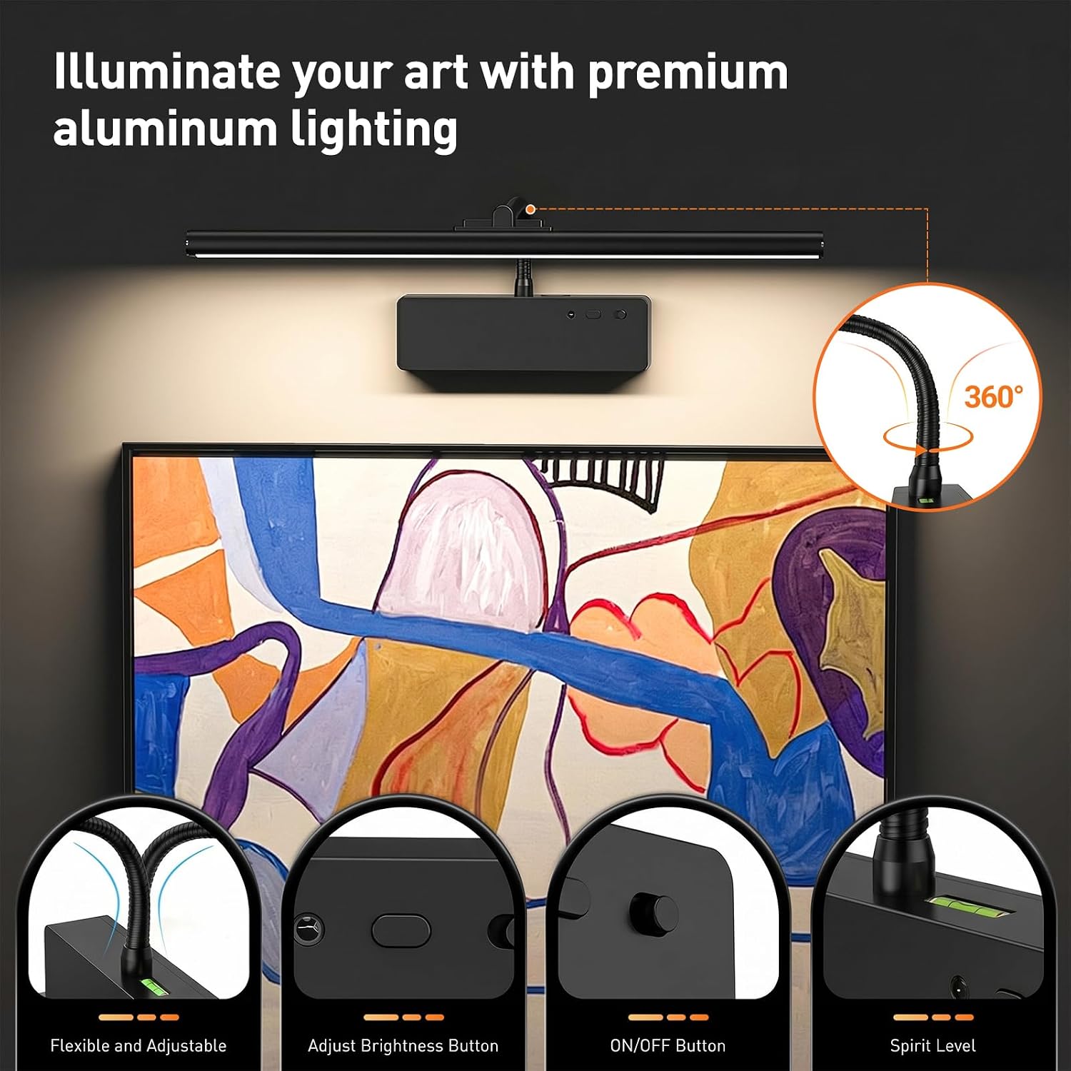 Picture Light, 15.35inch Wireless Picture Lights for Wall Rechargeable, 5400mAh Battery Wall Light with Remote, 3 Color
