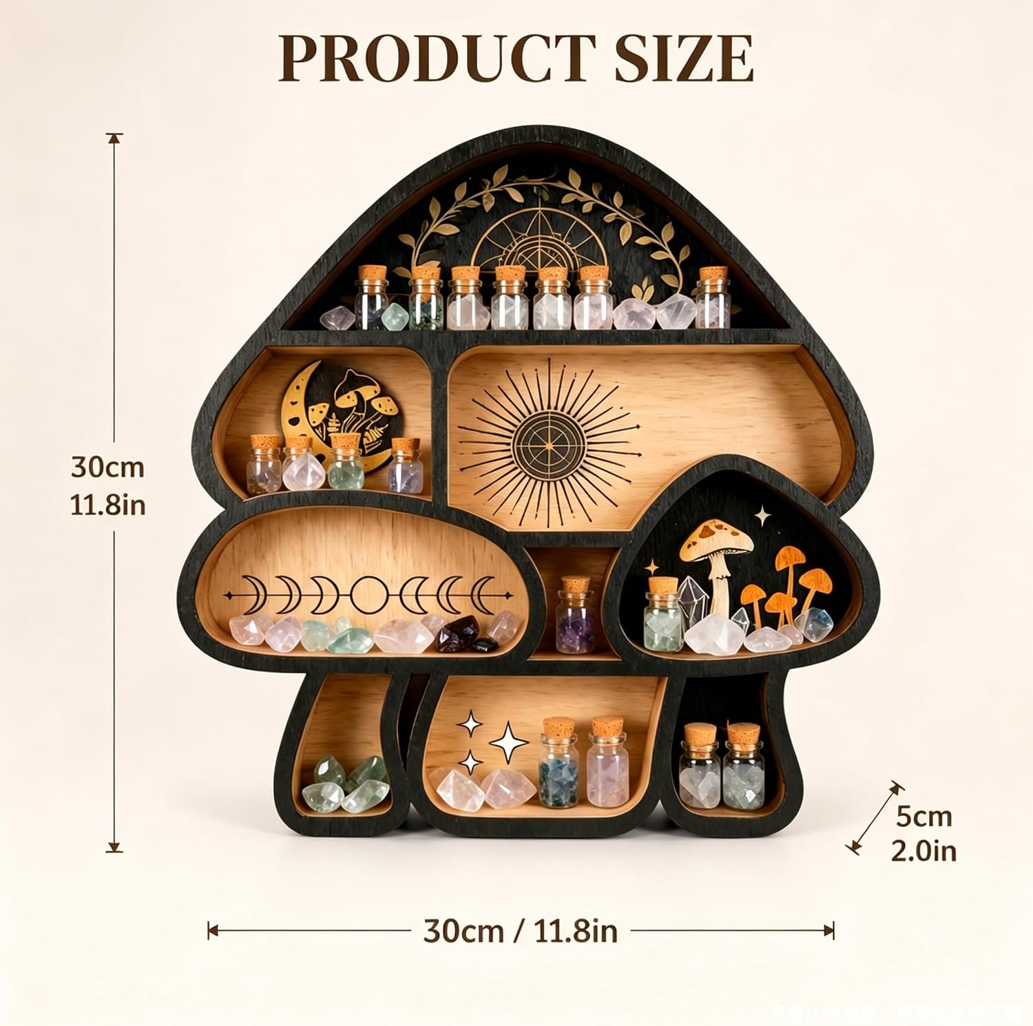 Crystal Holder / Decor Wall Shelves / 3-mushroom