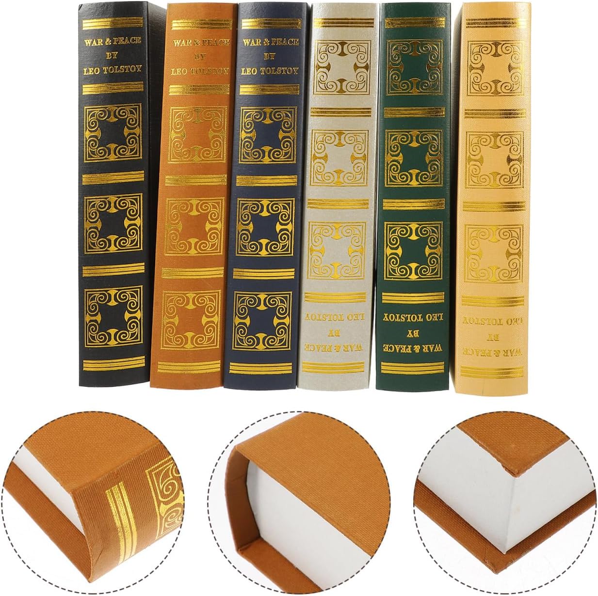 props bookcase books hollow artificial fake decoration antique storage box coated paper / Set of 6