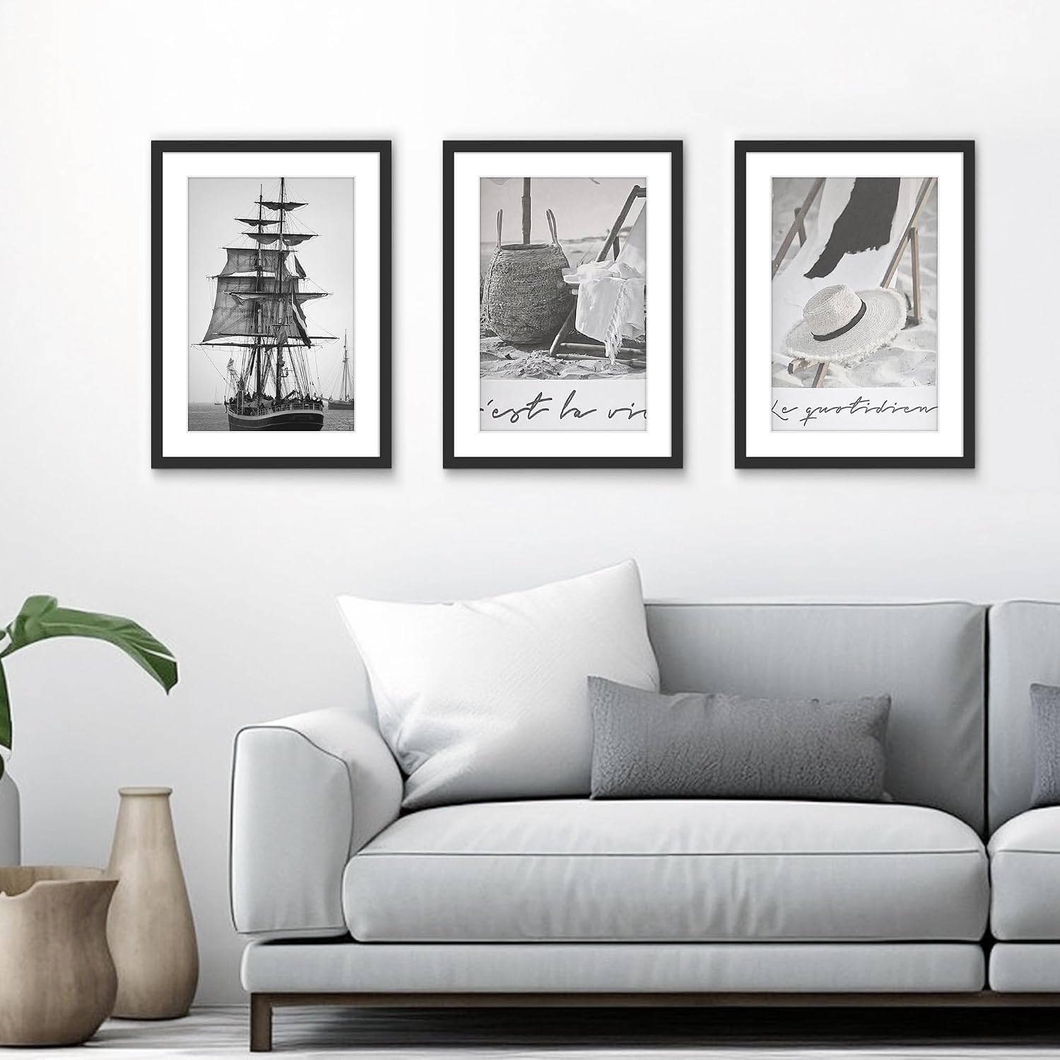 Wiscet 20x28 Picture Frame Set of 3, for Wall Gallery Photo Frames, Black | Display Pictures 16x24 with Mat or 20 x 28