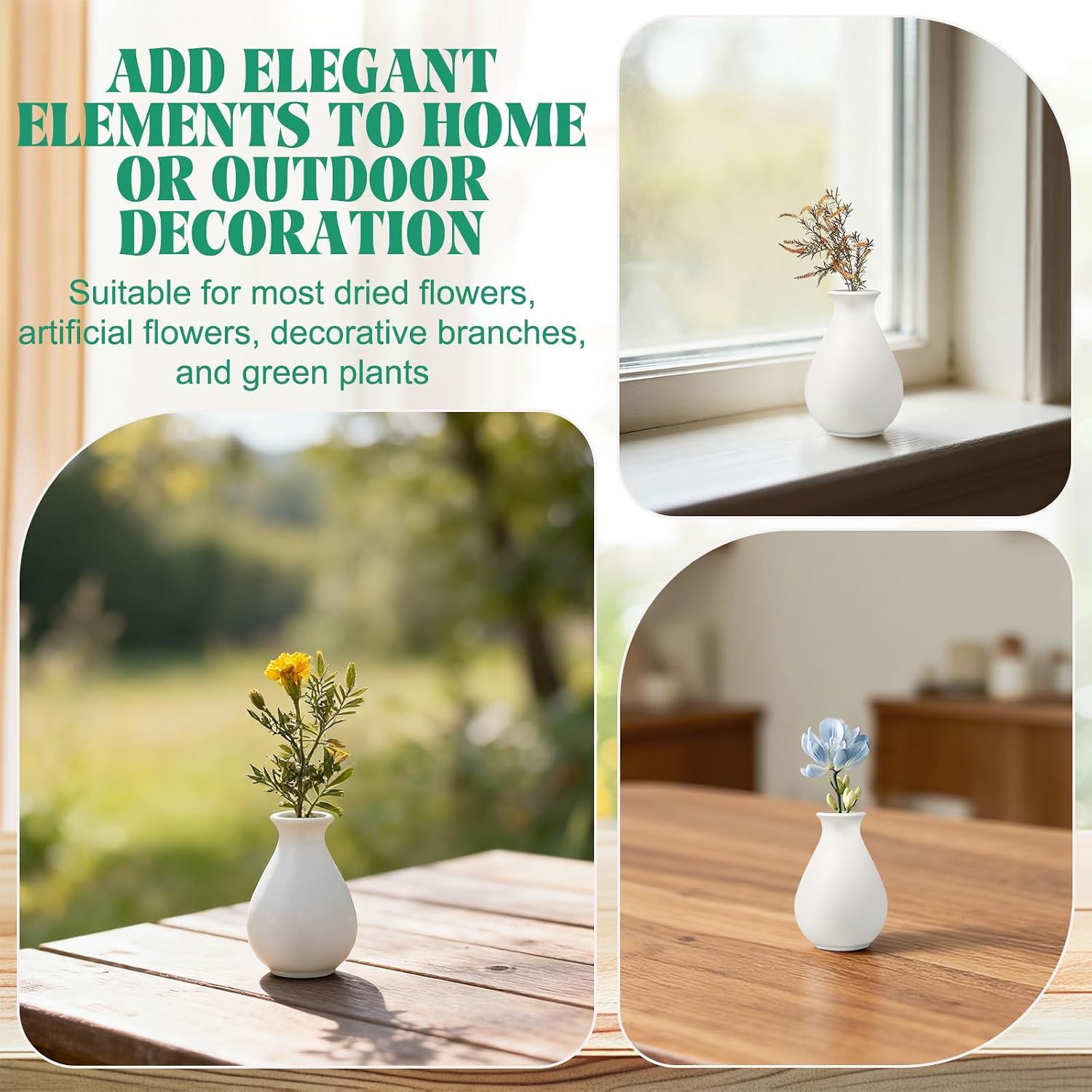 Ceramic Bud Vases Bulk / White / 3.9 Inch / Set of 15