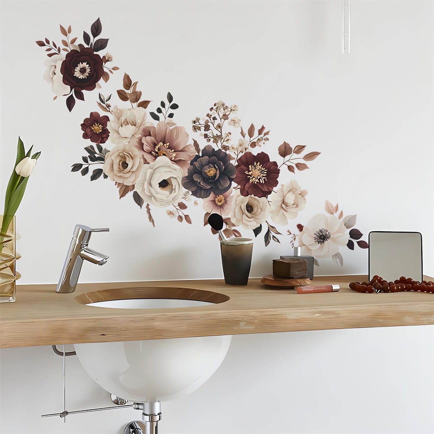 Elegant Peony Rose Flower Wall Stickers