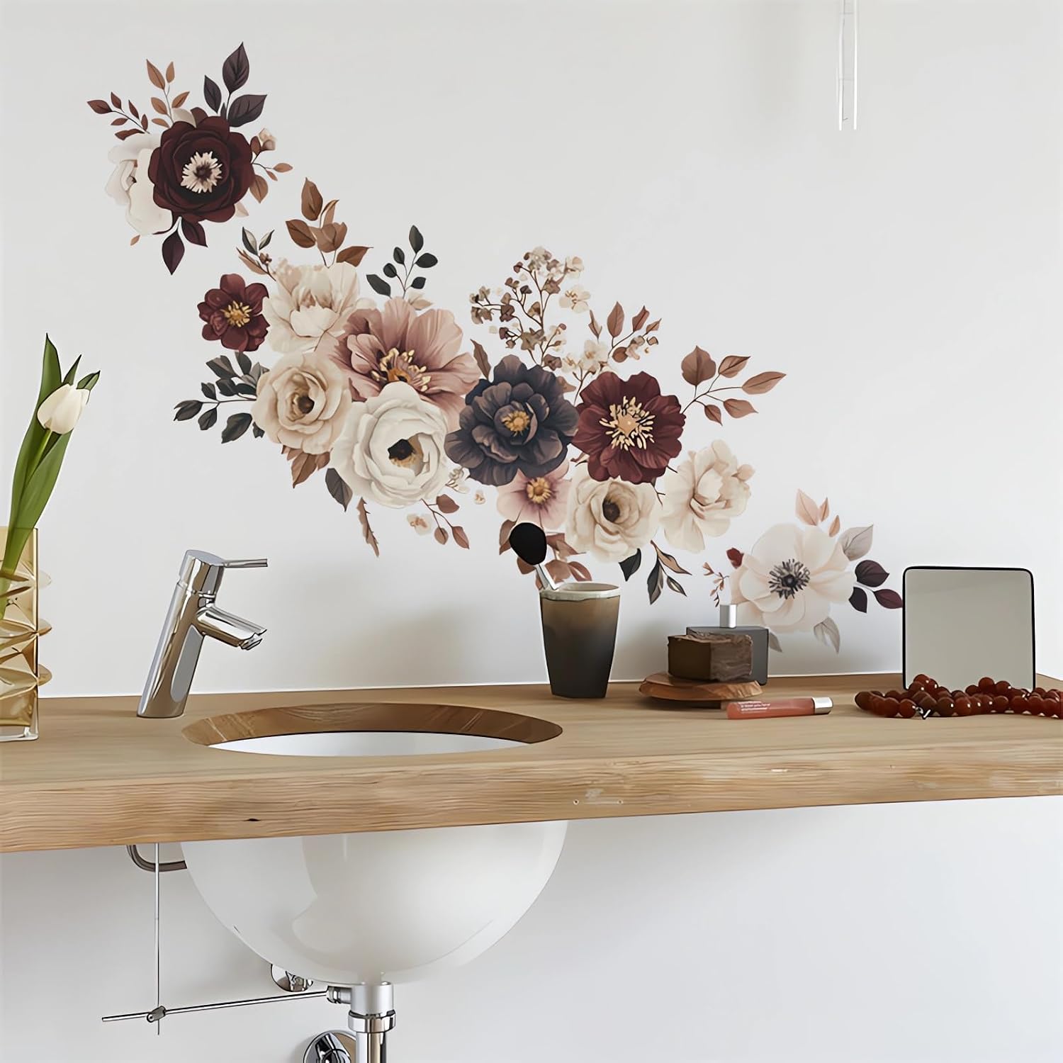 Elegant Peony Rose Flower Wall Stickers