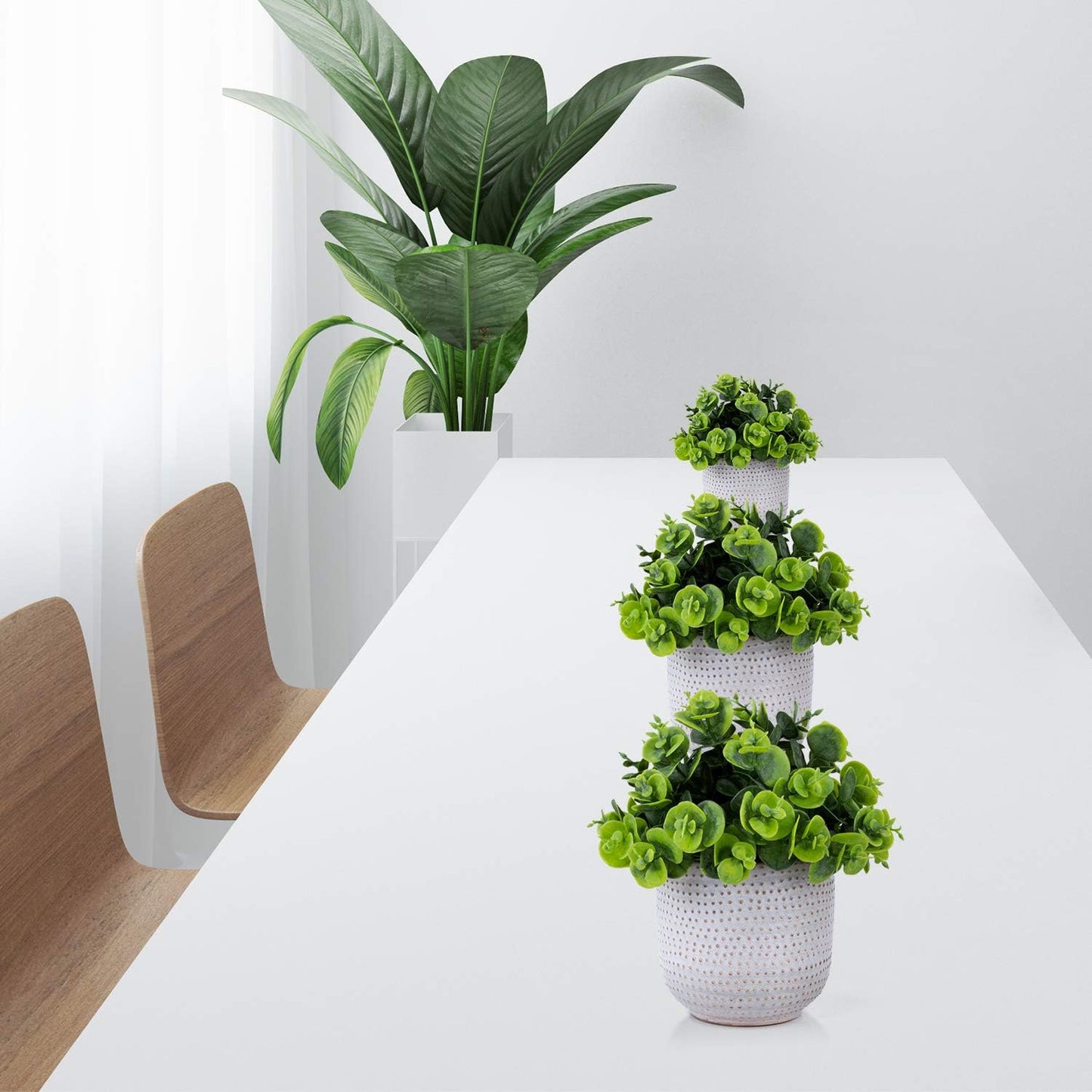 Artificial Plants in Ceramic Planter Lysimachia Fake Succulent Flowers Potted / Green