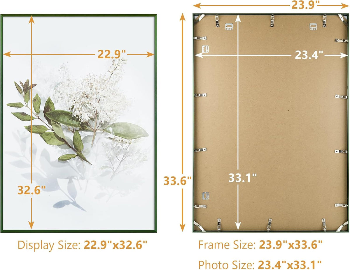 Golden State Art A1 Aluminum Poster Frame Acrylic Front Green | Metal Thin Frames for 23.4x33.1 Photo, Wall Hooks for