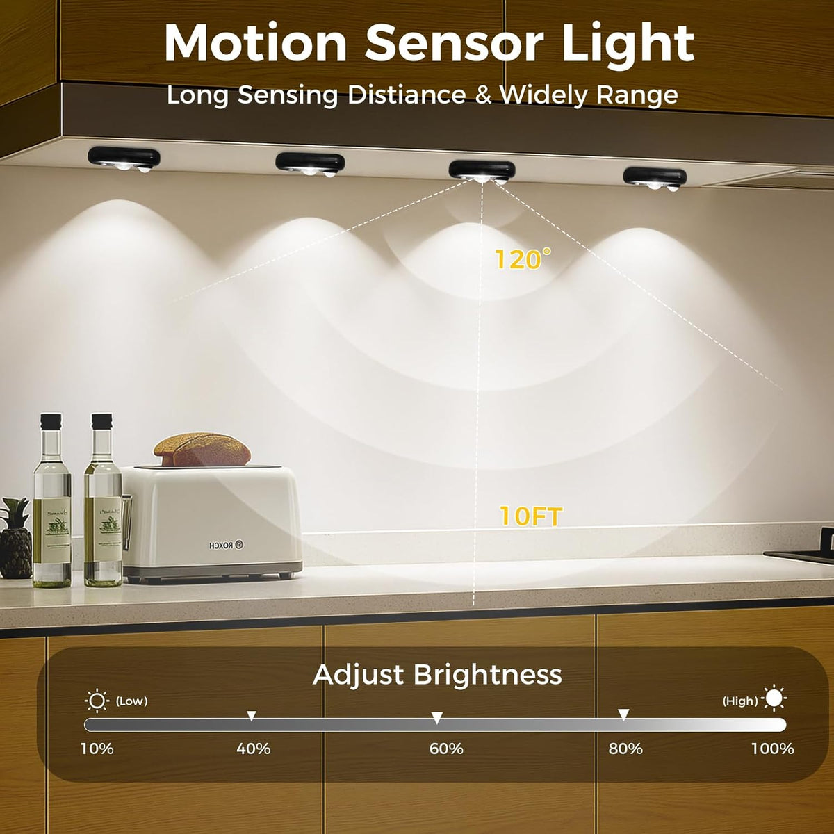 6 Pack LED Motion Sensor Puck Lights, Small Rechargeable Under Cabinet Lights, Dimmable Daylight White Closet Lights