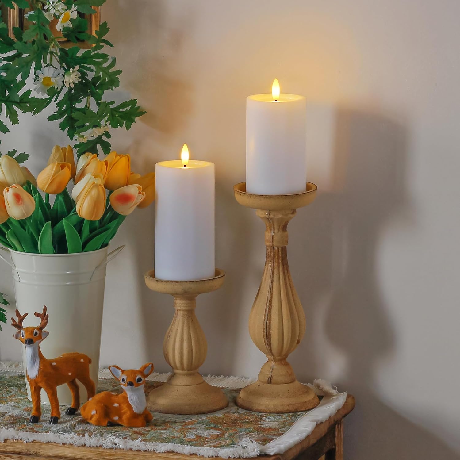 Outdoor 4pcs Flameless Waterproof Candles with Handy Remote Control, Cycle Timer Battery Operated Candle Grease Effect