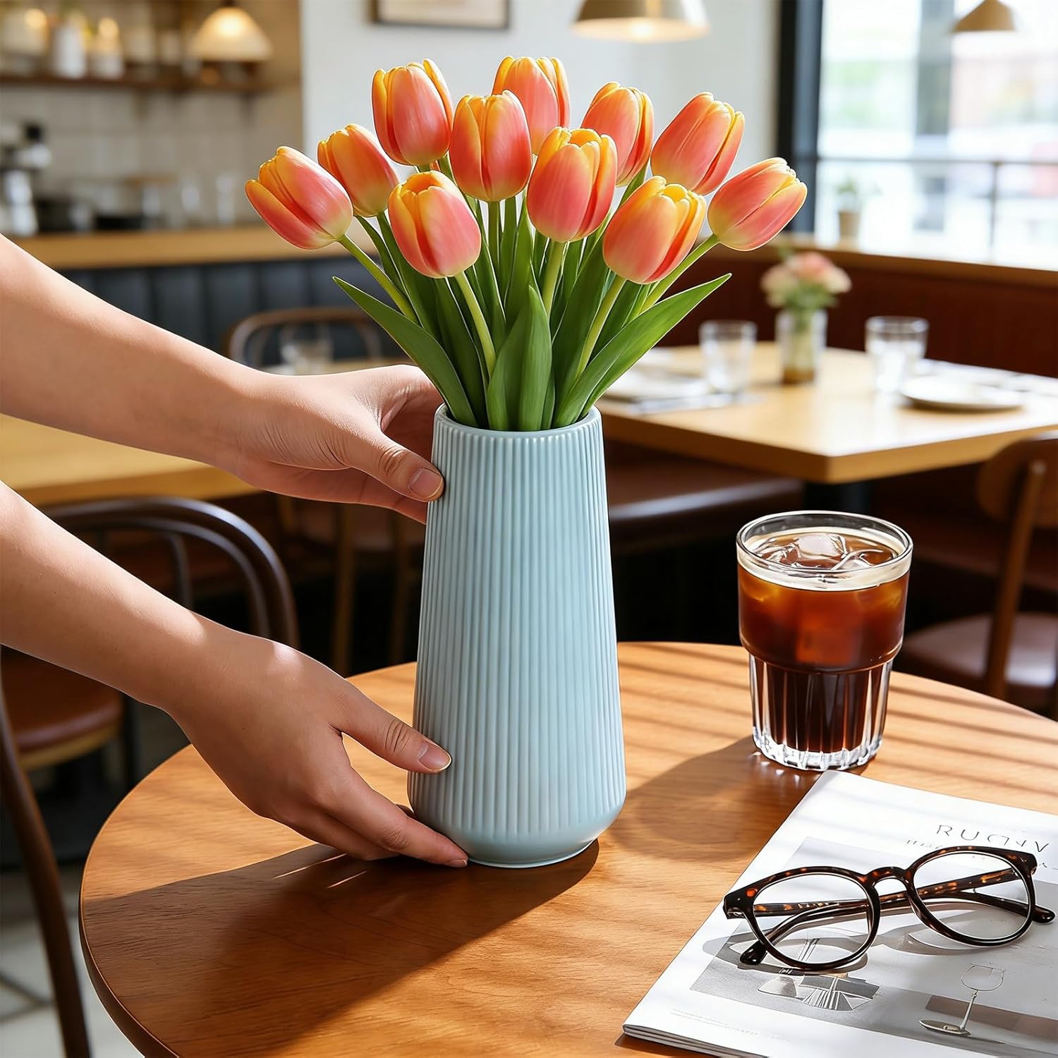 Ceramic Vase for Pampas Grass / Blue
