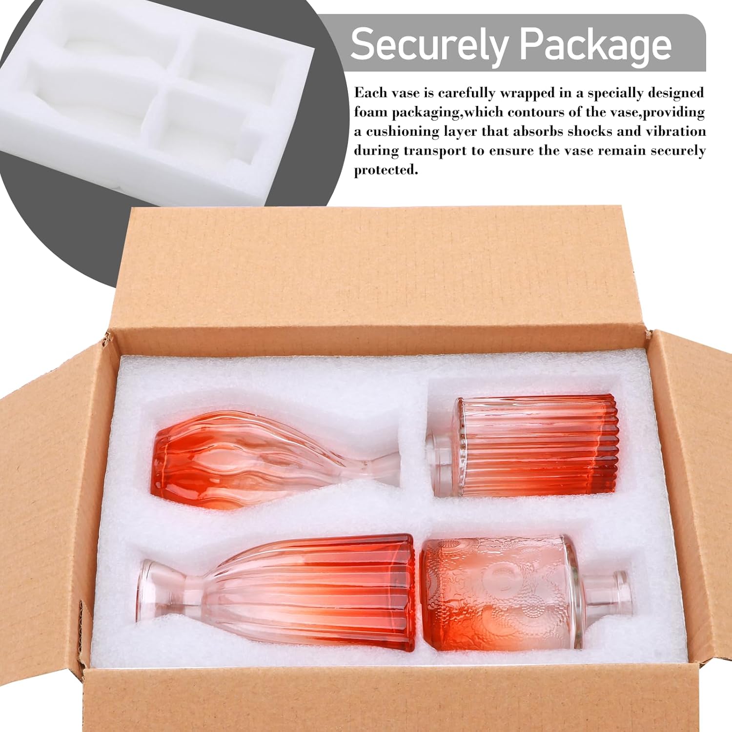 Glass Bud Vases / Orange / Set of 4
