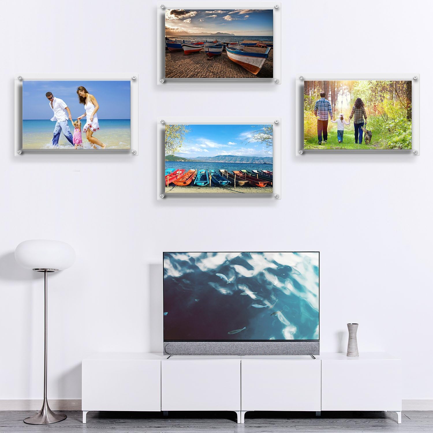 AMEITECH Acrylic Floating Picture Frame, 11x14 Double Panel Clear Wall Mount Document Certificate Frames (Inner Max