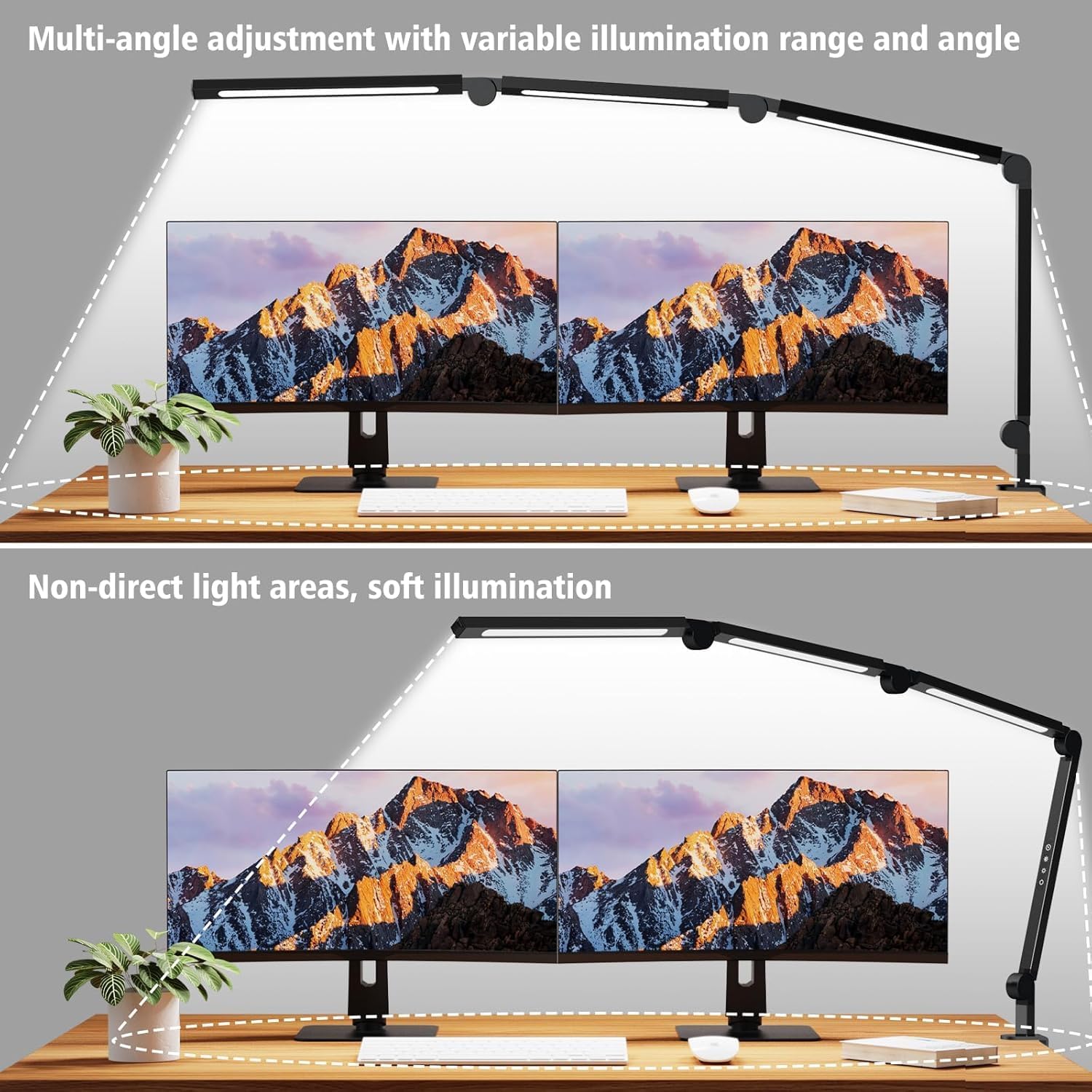 AILBTON Bright LED Desk Lamp with Clamp,Eye Caring Architect Led Desk Lights with Adjustable Swing Arm for Office