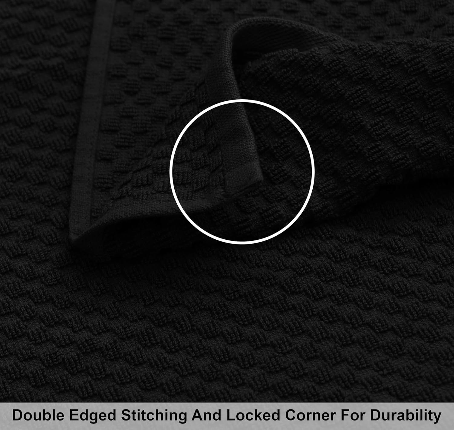 COTTON CRAFT Euro Spa Waffle Weave Bath Towels - Set of 4 Black Towels | Pure 100% Ringspun Cotton Oversized Luxurious