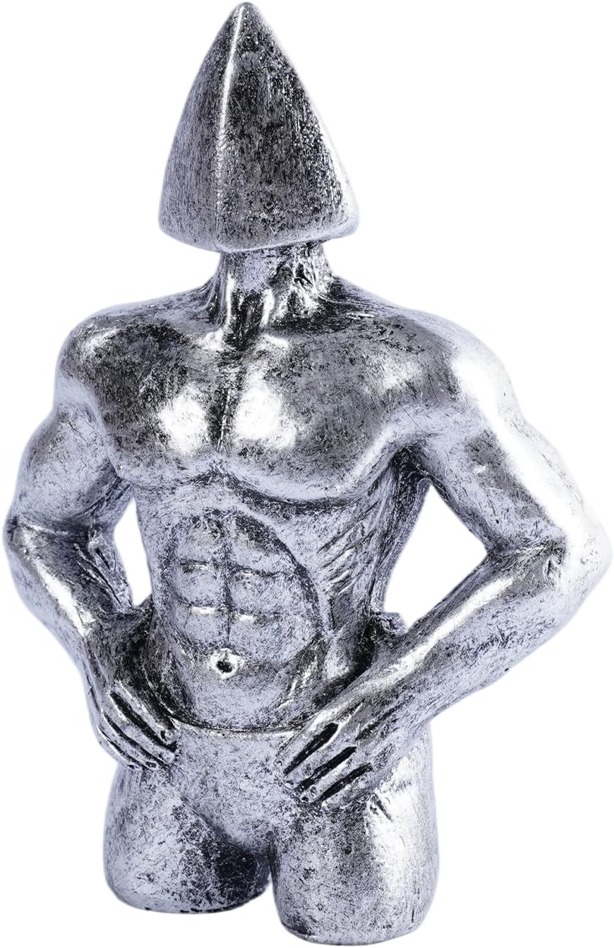 Sculptures Statue Abstract Male Torso Art Deco Resin Figurines / Silver / Set of 3