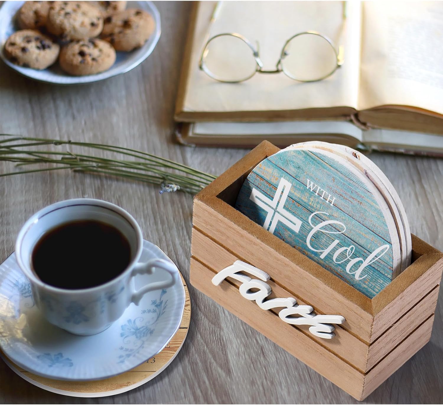 Wooden Coasters for Drinks / Classic Farmhouse / Set of 6