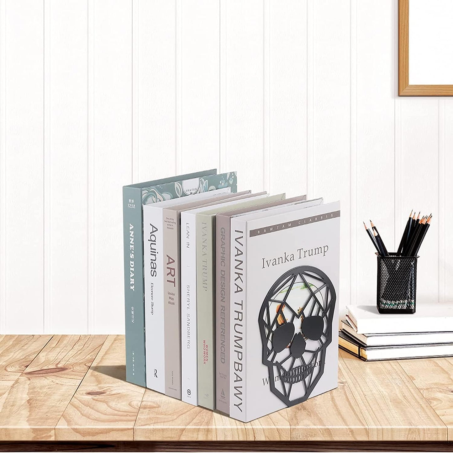 3Pairs Metal Bookends Skull Decorative / Black