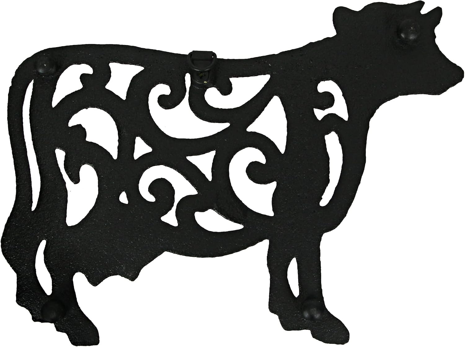 Set of 3 Farm Animal Kitchen Trivets, Black 9 Inch Cast Iron | Rooster, Pig and Cow Designs, Enamel Coating with
