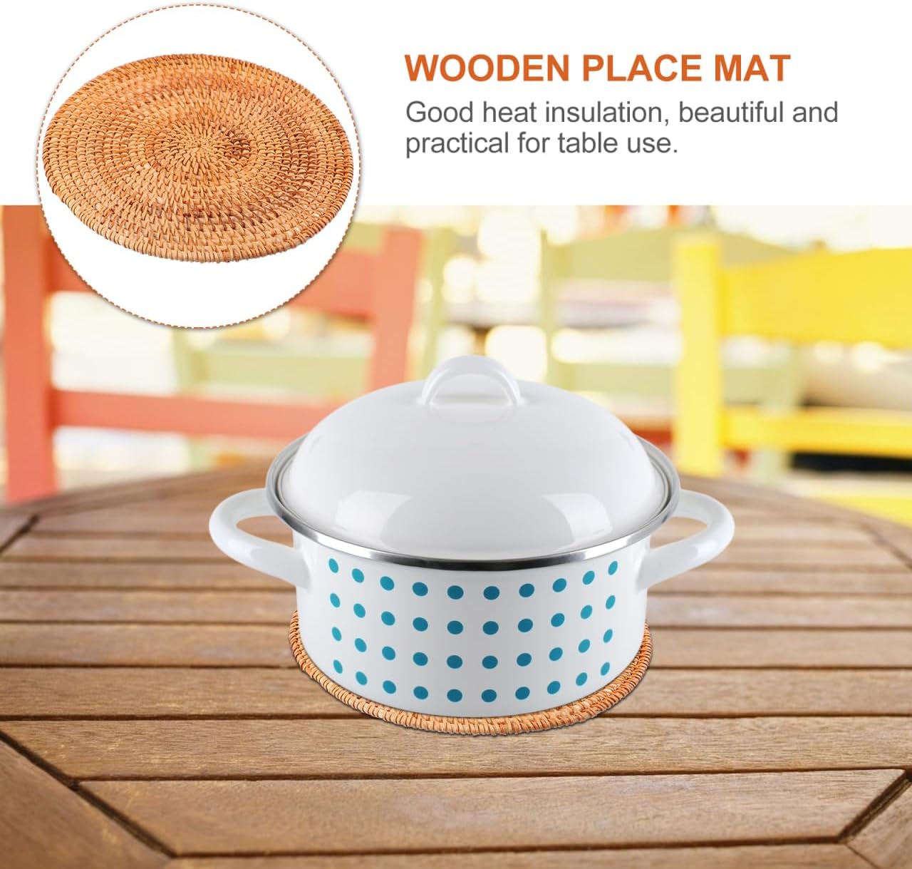 Rattan Heat-Resistant Coasters Woven Place Mats Insulated Pot / Wooden Lubricious / 20 x 20 / CM