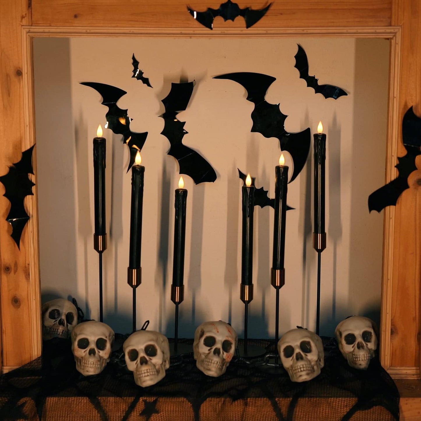 Homemory Black Flameless Taper Candles with Remote and Timer, Real Wax LED Taper Candles Battery Operated, Flickering