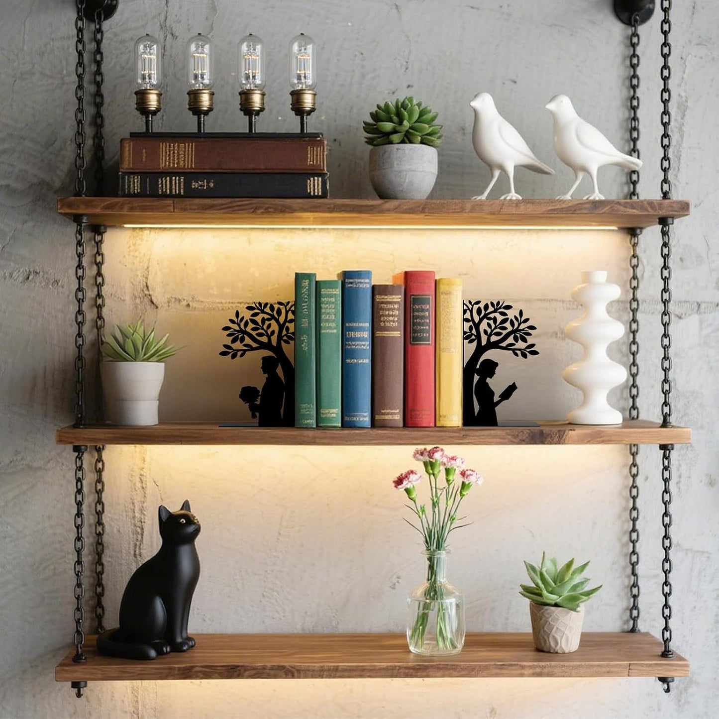 Metal Bookends Book Ends / Tree of Life / Black