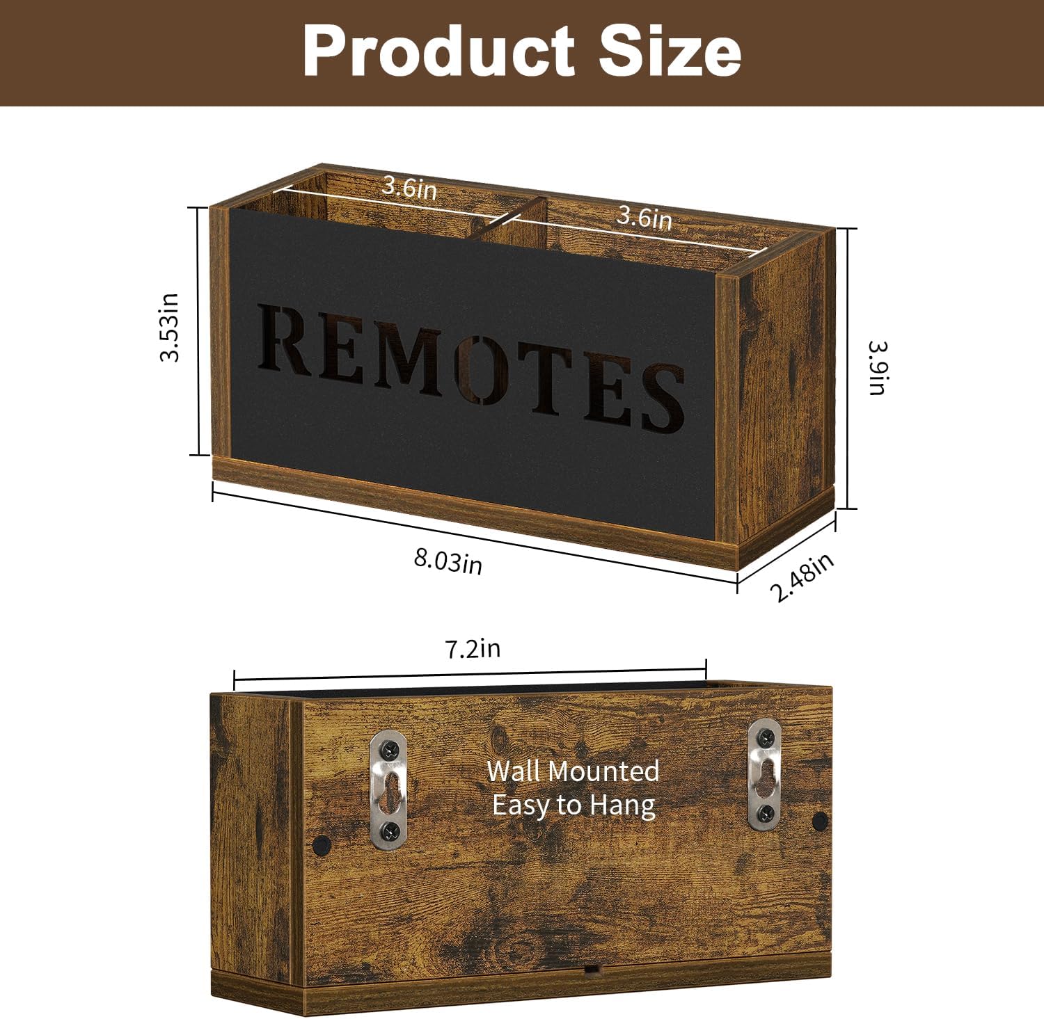 Remote Organizer Divided / Rustic Brown - Style B / Small