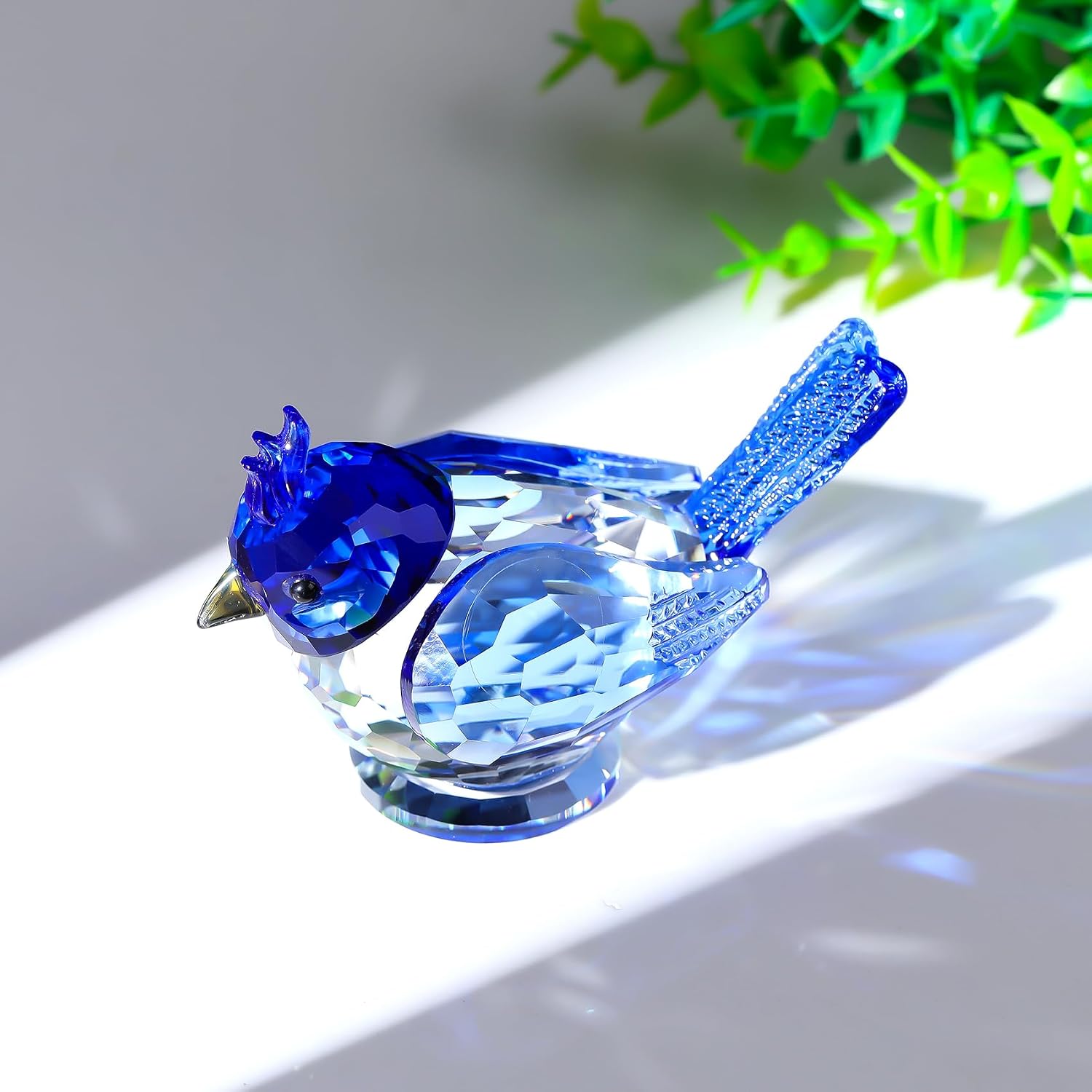 Crystal Bird Figurine Gifts for Women Men Art Glass Birds Collectible Statue Decorative / Blue
