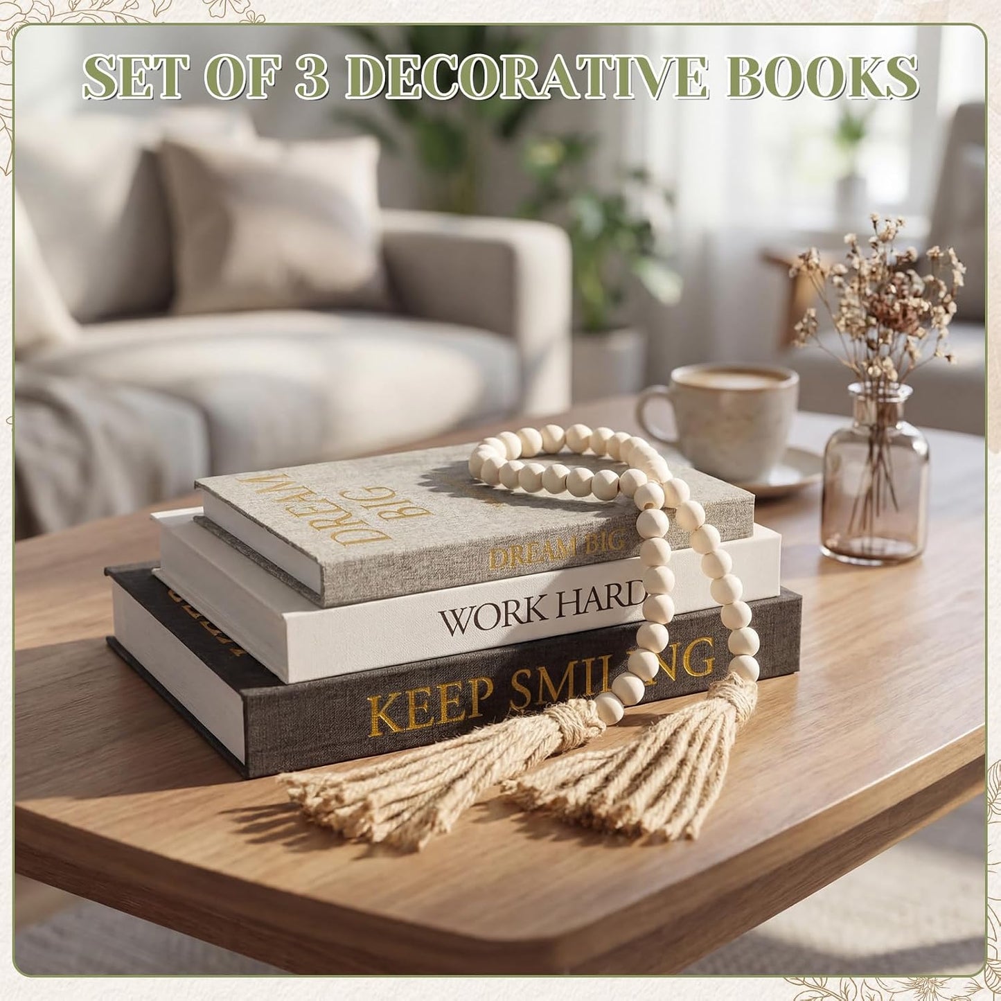 Aesthetic Decorative Books / Inspire / Black,white,gray / Set of 3
