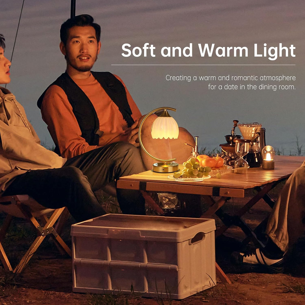 Shenmoyl Set of 2 Tulip Table Lamp, 5200mAh Cordless Touch Control Table Lamps with 3 Color Temps & Stepless Dimming