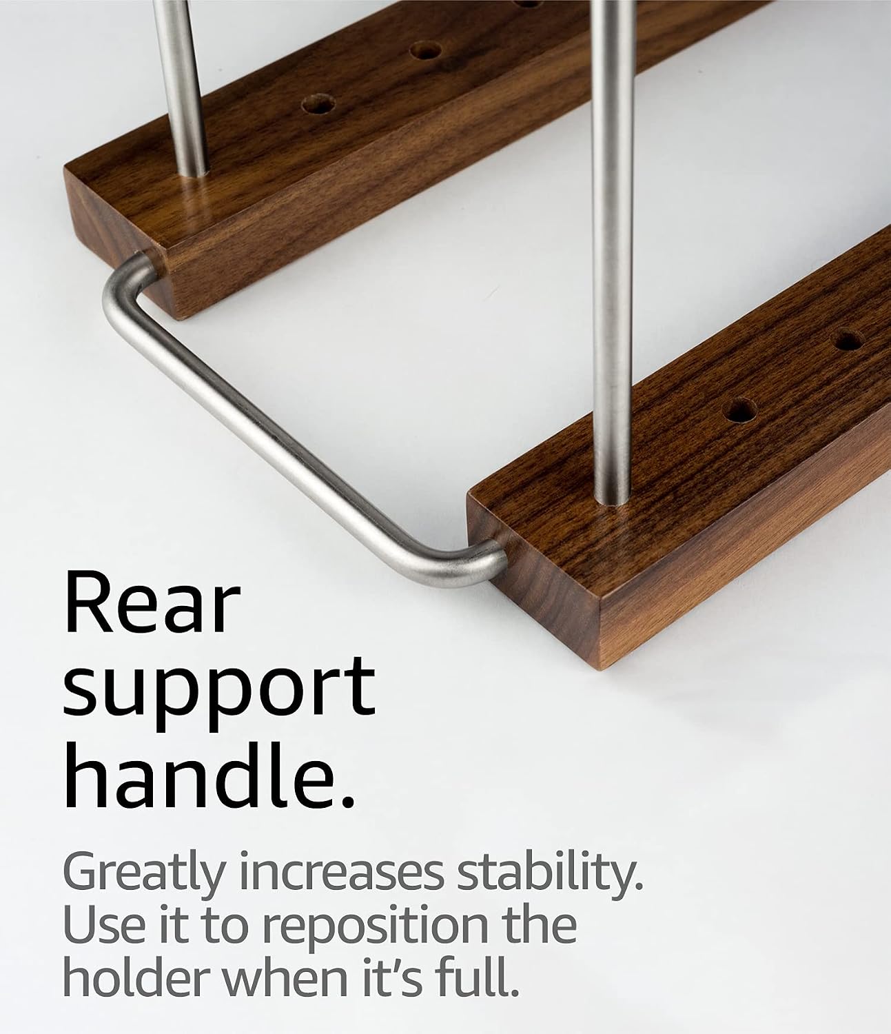 35 LP Vinyl Record Storage Holder, Solid Walnut, Adjustable | Solid Walnut and Steel, Holds 25-35 LPs, Adjustable
