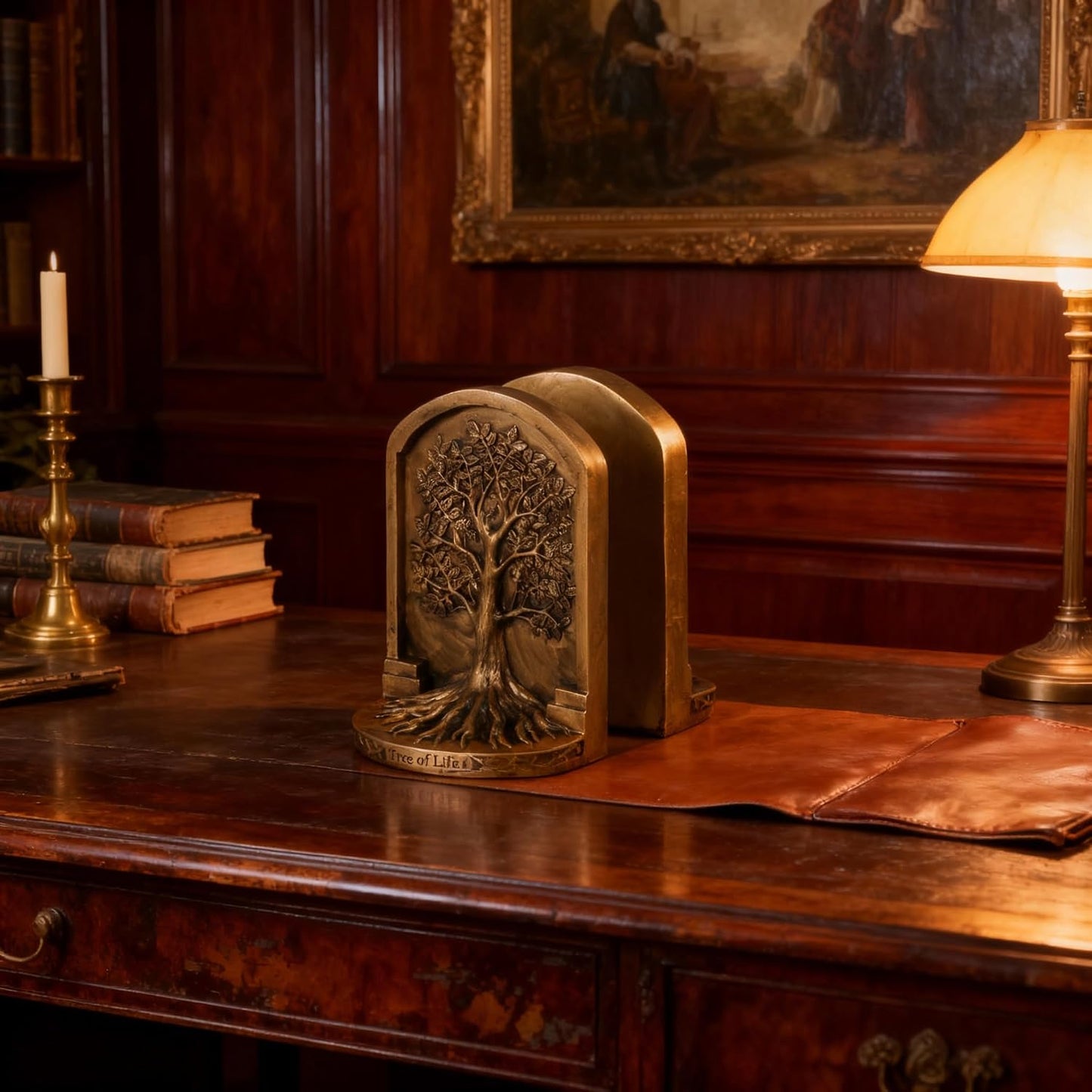 Decorative Bookends / Tree of Life Resin Bookends / Bronze / Set of 2