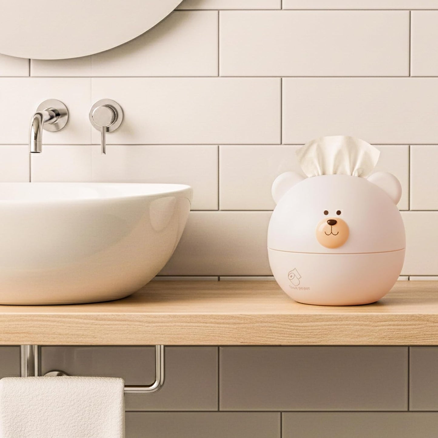 Bear Tissue Box Cover Cartoon Paper Holder Facial Dispenser Organizer for Kids Living Room Bathroom