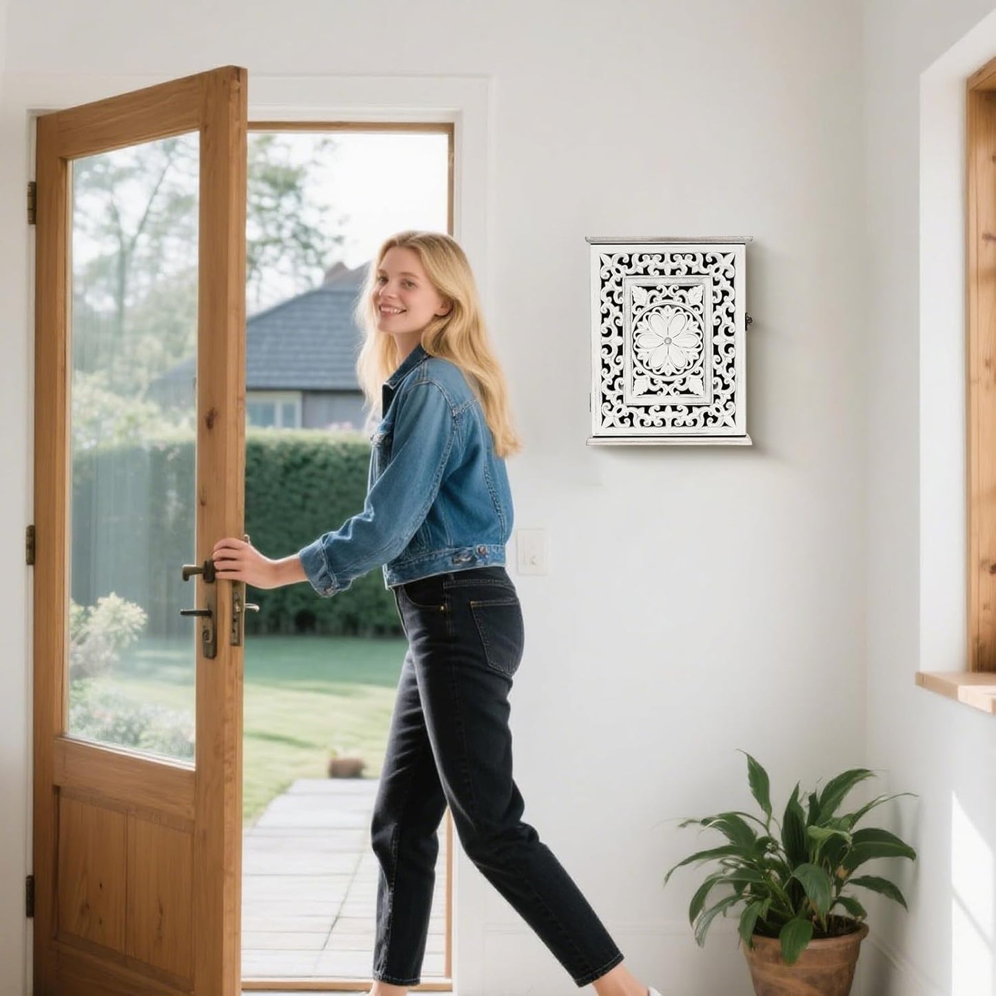 Wooden Key Holder / Retro White