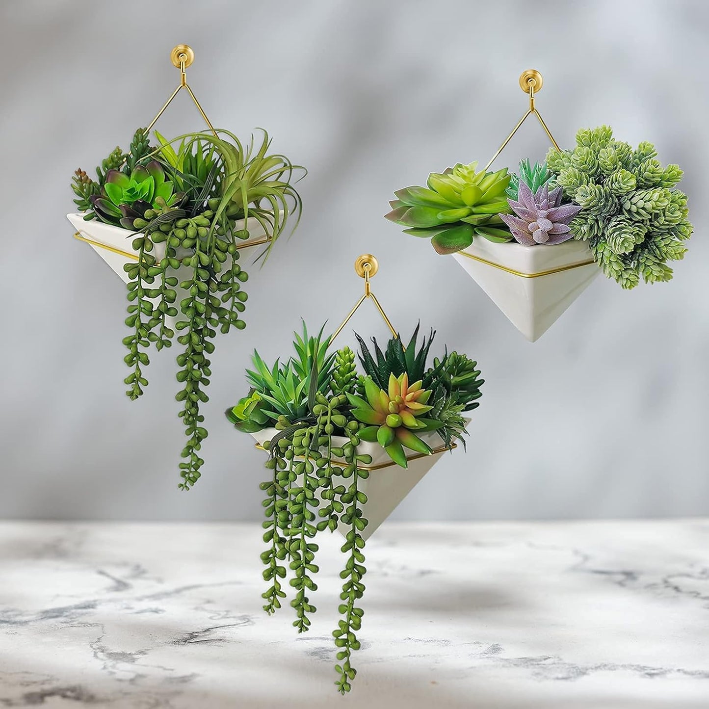 Assorted Artificial Succulents Plants Unpotted Small Hanging Succulent Aloe Fake / Green / Set of 19