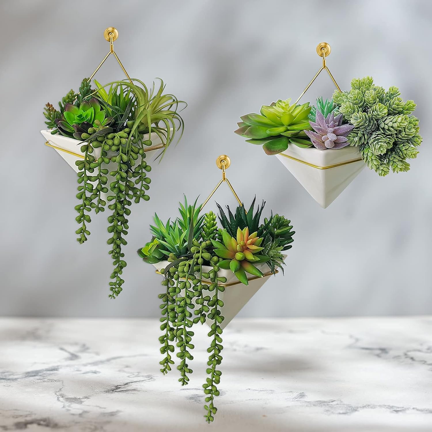 Assorted Artificial Succulents Plants Unpotted Small Hanging Succulent Aloe Fake / Green / Set of 19