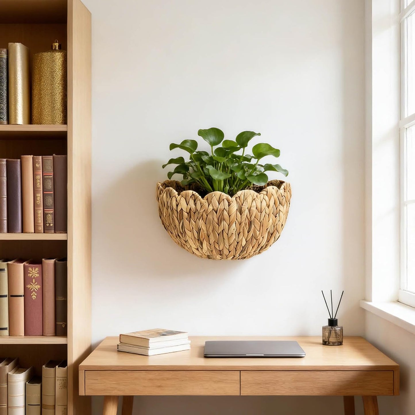 Large Scalloped Wall Basket / Natural / 16 x 7 x 10