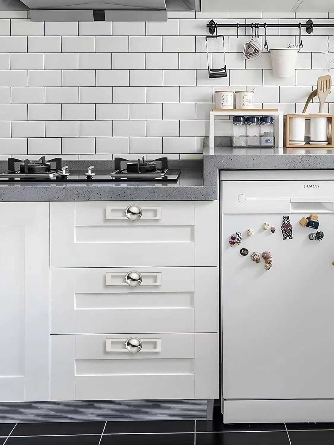 10 Pack 1-1/4 Inch Cabinet Knobs Backplate with 4 Inch Base Plate Zinc Solid Polished Nickel Kitchen Cabinet Handles
