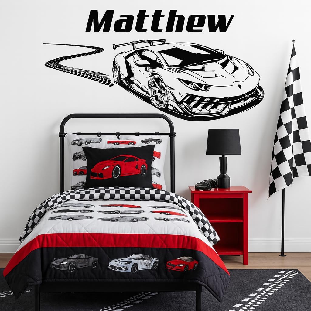 Name Racing Car Wall Decal