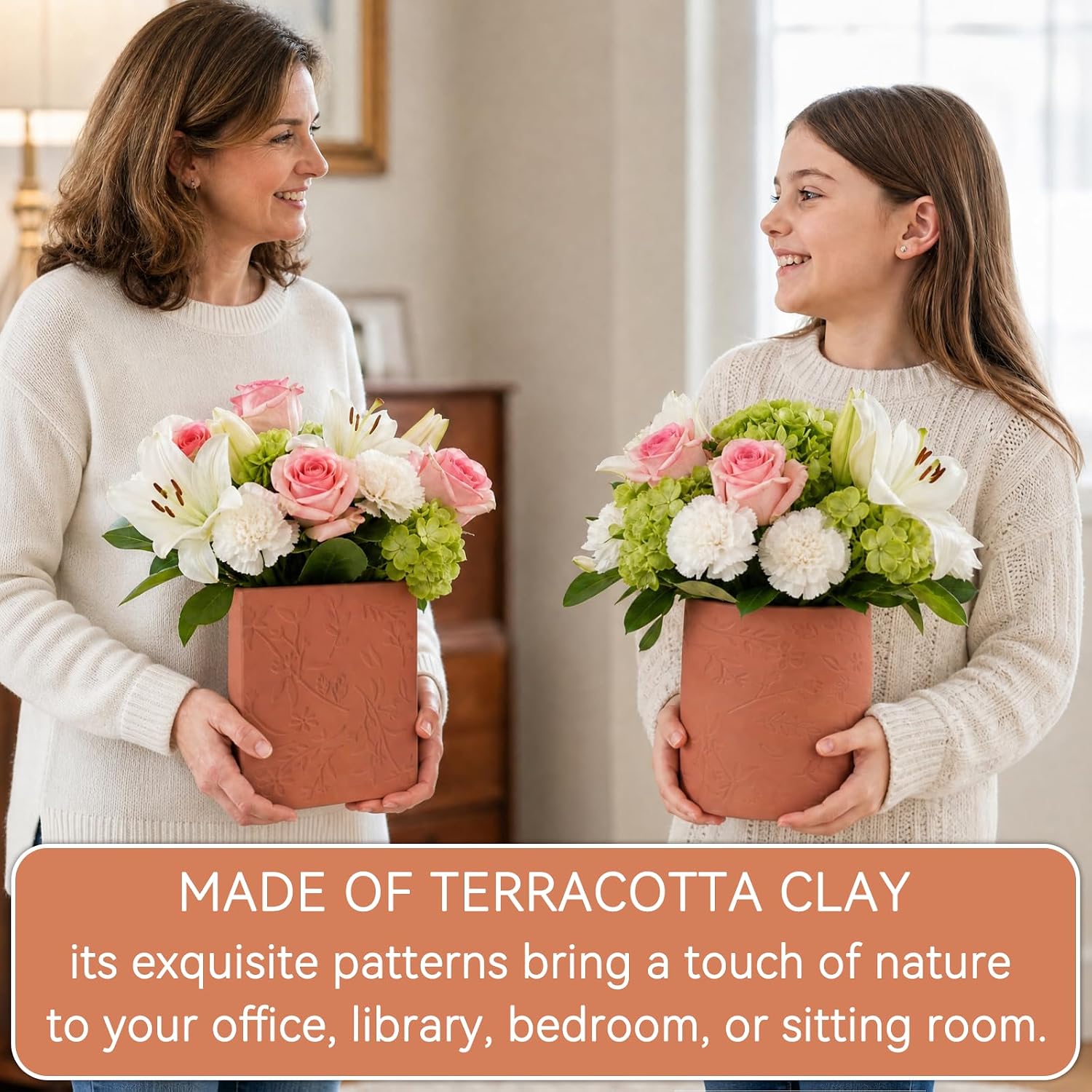 Terracotta Flower Vase / Decorative Vase for Dining Table Decor Fireplace Living Room Bathroom