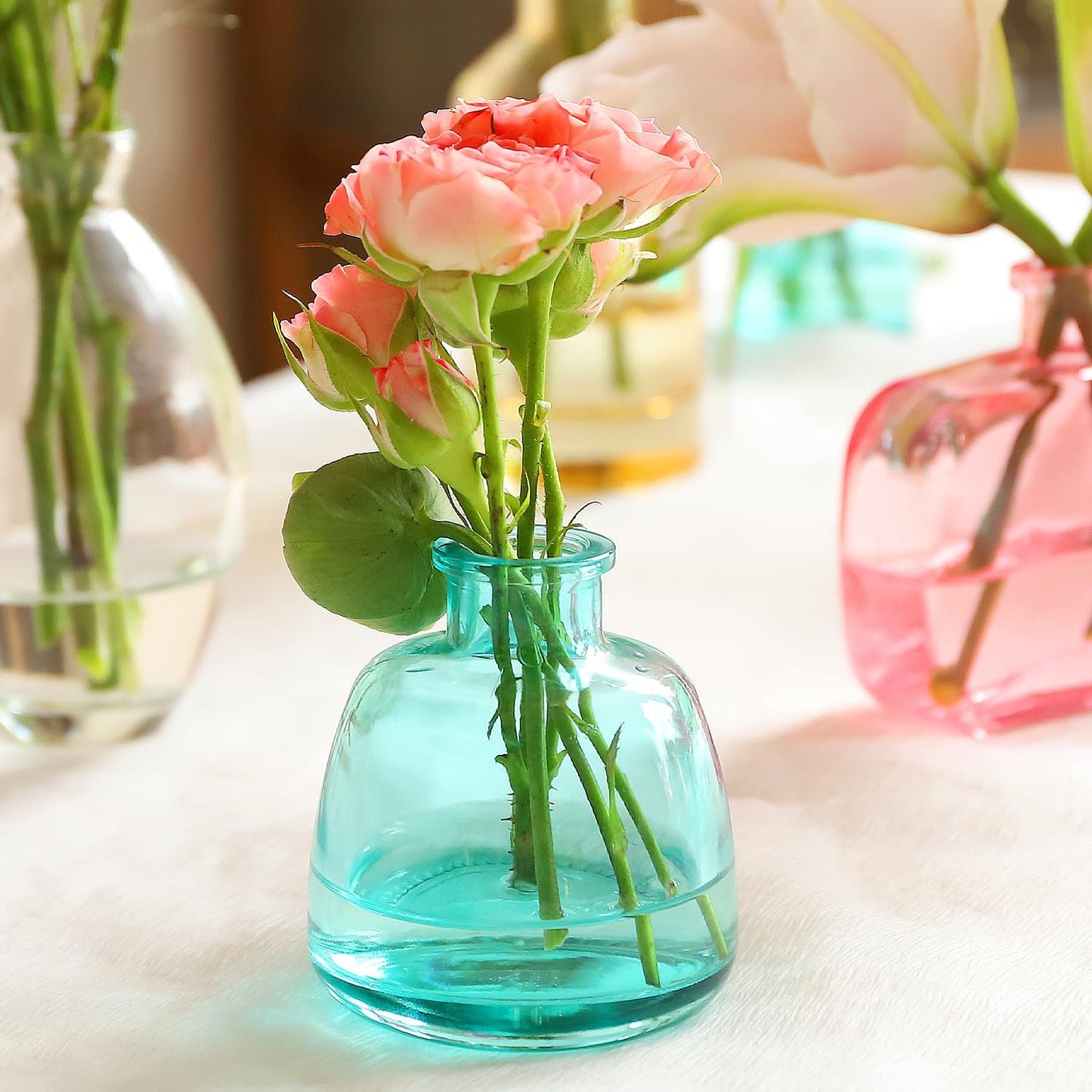 Colored Glass Vases / Set of 24