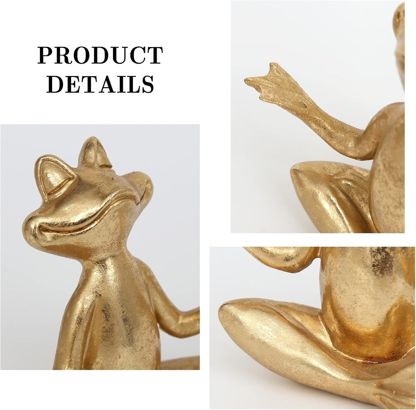 Frog Figurines Yoga Decor -Frog Yoga Statues for Modern Living Room / Gold / 3.7 Inch / Set of 3