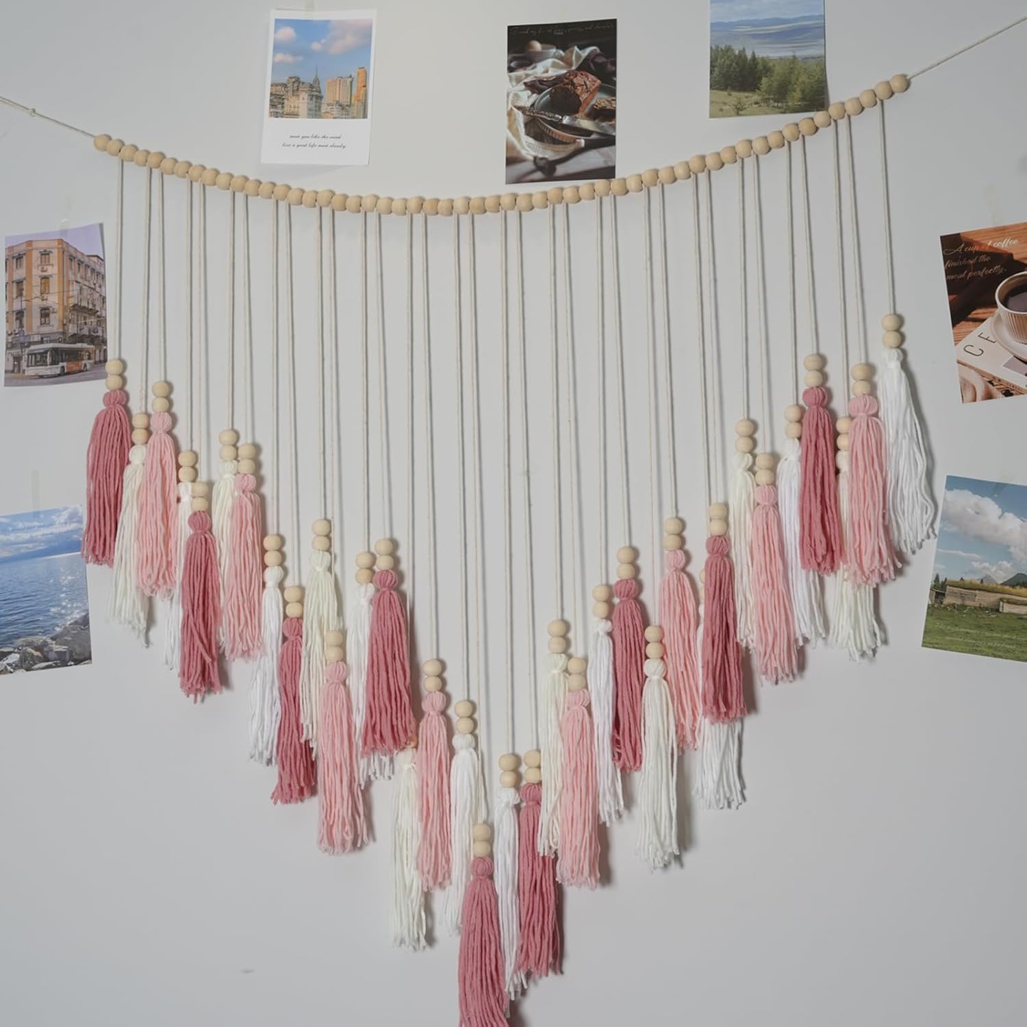 Pink&White Large Macrame Wall Haning Boho Decor / Blush Pink, Lights Pink, White